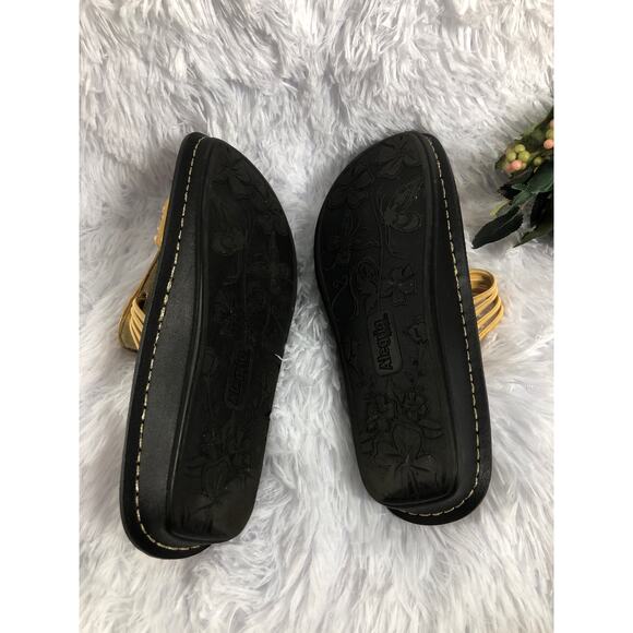 Alegria Women Pisa Beaded Leather Sandals 37 Slide Wedge Flip Flops - Picture 5 of 6